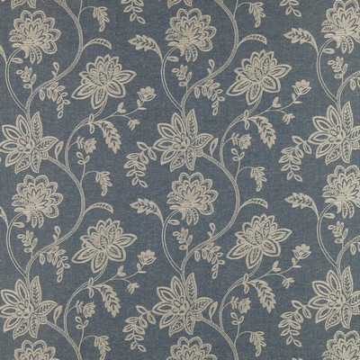 Girasol 826 Stellar in COLOR WAVES-RIVIERA Blue POLYESTER/17%  Blend Fire Rated Fabric Jacobean Floral   Fabric
