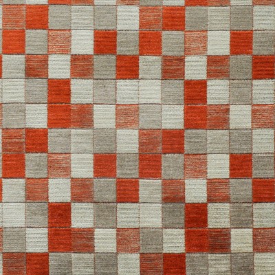 Gambit 706 Clay in PERFORMANCE WOVENS-PAINTBRUSH Orange Upholstery POLYVISCOSE/36%  Blend Check  Patterned Chenille  Squares  Geometric  Heavy Duty  Fabric