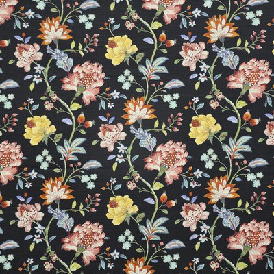 Isadora 432 Eclipse in COLOR WAVES-NEAPOLITAN Black COTTON  Blend Fire Rated Fabric Medium Duty CA 117  NFPA 260  Modern Floral  Fabric