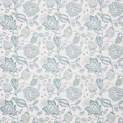Jacob 848 Crystalline in COLOR WAVES-RIVIERA Blue COTTON/25%  Blend Fire Rated Fabric Medium Duty CA 117  Jacobean Floral   Fabric