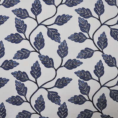 Oakhurst 221 Blue in COLOR WAVES-GARDENIA Blue Drapery COTTON/15%  Blend Scrolling Vines   Fabric