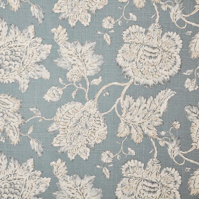 Sigrid 837 Cloud in COLOR WAVES-RIVIERA Blue LINEN/45%  Blend Fire Rated Fabric Medium Duty CA 117  NFPA 260  Jacobean Floral  Floral Linen   Fabric