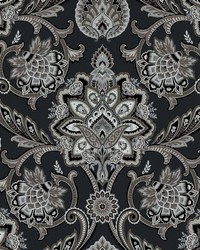 Blickling Garden Damask Charcoal by   