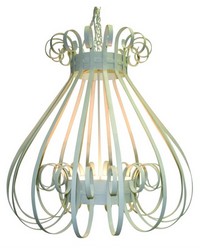 Iron Birdcage Style Chandelier White by   