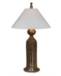 Medium Antique Gold Iron Tassel Lamp by   