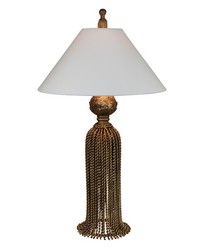 Twisted Iron Tassel Lamp Antique Gold by   