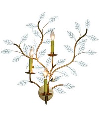 Stem and Mirrored Leaf Wall Sconce Italian Gold by   