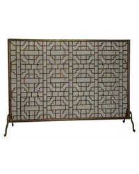 Lg Lt Bur Gold Geometric Fire Screen by   