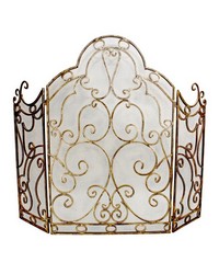 Lt Burn Gold Mesh Scroll Fire Screen by   