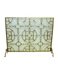 Ital Gold Iron Equestrian Firescreen by   