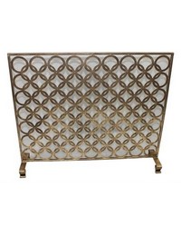 Antique Gold Double Circle Fire Screen by   
