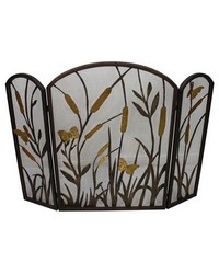 Cattail And Butterfly Fire Screen by   