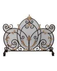 Brown Fire Screen W Gold Acanthus by   