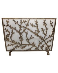 Antique Gold Cherry Blossom Fire Screen by   