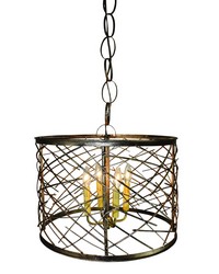 Round Iron Twig Chandelier Light Burnished God by   