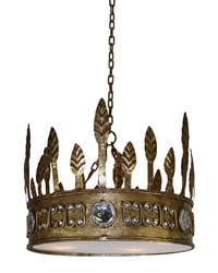 Chandelier with Clear Stones Italian Gold Leaf by   