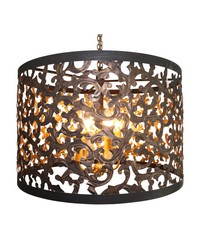 Cut-Out Acanthus Leaf Six Light Chandelier Dark Gold by   