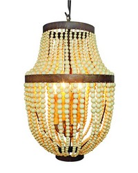 Creme Bead and Iron Electrified Four Light Chandelier by   