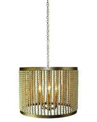 Creme Bead Drum Chandelier Antique Gold by   