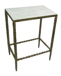 Lt Burn Gold Side Table W marble Top by   