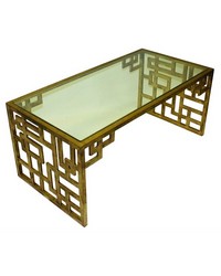 Antique Gold Asian Cocktail Table by   