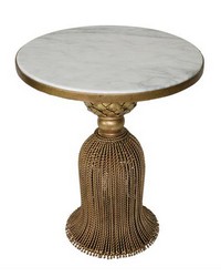 Ital Gold Tassel Table W Marble Top by   