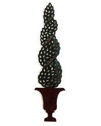 Brown Black Spiral Topiary In Brown Urn by   