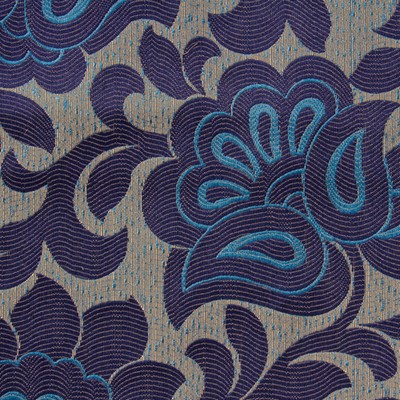 Novel Mims Indigo in 130 Blue  Blend Modern Contemporary Damask   Fabric