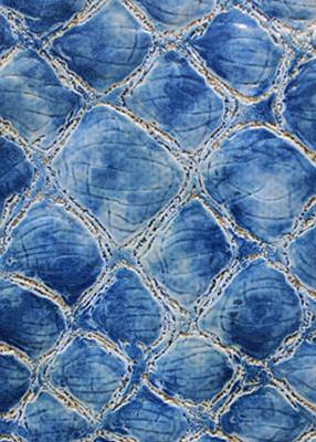 Novel Valkenburg Porcelain in Exotic Faux Leather I Blue Poly  Blend Animal Skin   Fabric
