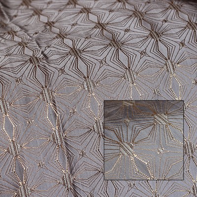 Novel Ritter Sterling in 365 Silver Multipurpose POLYAMIDE  Blend Fire Rated Fabric Floral Diamond  Faux Silk Print   Fabric