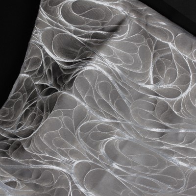 Novel Tino Grey Stone in 365 Grey Multipurpose POLYAMIDE  Blend Fire Rated Fabric Circles and Swirls Faux Silk Print   Fabric
