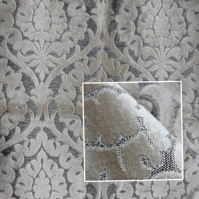 Novel Vintage Taupe in 366 Brown Upholstery VISCOSE  Blend Fire Rated Fabric Classic Damask  Fire Retardant Velvet and Chenille  Patterned Velvet   Fabric