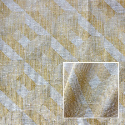 Novel Soiree Gold taupe in 369 Gold Drapery Polyester  Blend Fire Rated Fabric Geometric  NFPA 701 Flame Retardant  Faux Linen  Extra Wide Sheer   Fabric