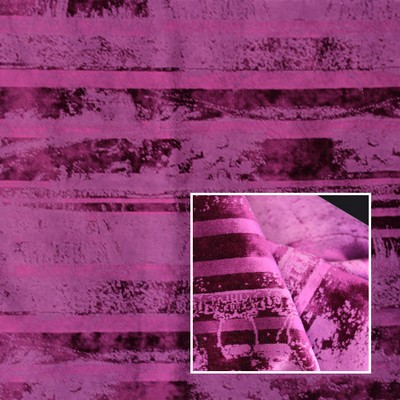 Novel Elenora Magenta in 372 Purple Upholstery Cotton  Blend Fire Rated Fabric Fire Retardant Velvet and Chenille  Striped Velvet   Fabric