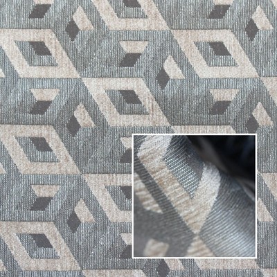 Novel Lanark Silver in 372 Silver Upholstery Viscose  Blend Fire Rated Fabric Contemporary Diamond  Patterned Velvet   Fabric