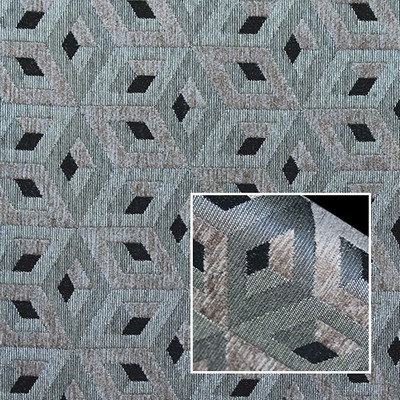 Novel Lanark Charcoal in 372 Grey Upholstery Viscose  Blend Fire Rated Fabric Contemporary Diamond  Patterned Velvet   Fabric