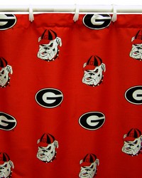 Georgia Bulldogs Printed Shower Curtain Cover  70 in  x 72 in  by   