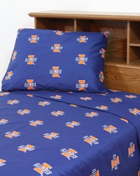 Illinois Fighting Illini Printed Sheet Set  King  Solid by   