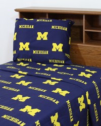 Michigan Wolverines Printed Sheet Set  Queen  Solid by   