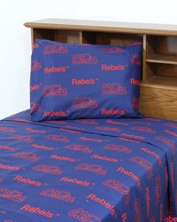 Mississippi Rebels Printed Sheet Set  Twin  Solid by   