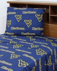 West Virginia Mountaineers Printed Sheet Set  King  White by   