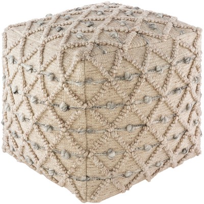 Surya Anders Pouf Anders ARPF001-181818 White Top: 60% Cotton, Top: 40% Recycled PET Yarn, Fill: 100% Polybeads, Bottom: 100% Cotton