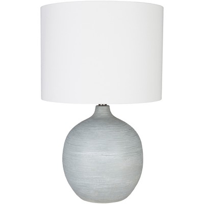 Surya Burke Table Lamp Burke BUK-001 Grey Shade(Outside): Linen, Shade(Inside): Polyester, Body: Plaster, Finial: Acrylic, Harp: Metal Modern Lamps Table Lamps 