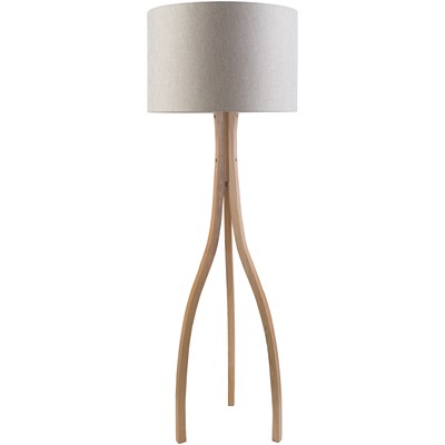 Surya Duxbury Floor Lamp Duxbury DXB-773 Grey Shade(Outside): Linen, Body: Wood Modern Lamps Floor Lamps 