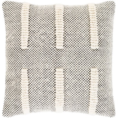 Surya Harlow Pillow Kit Harlow HRW001-2020P Black Front: 60% Wool, Front: 40% Polyester, Back: 100% Cotton Contemporary Modern Pillows All the Pillows 
