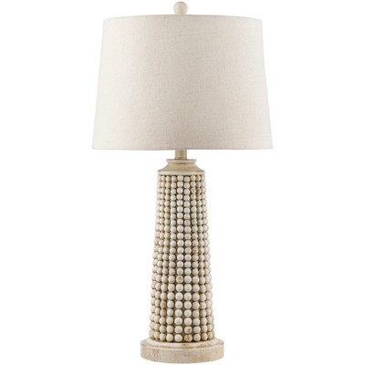 Surya Kaul Table Lamp Kaul KUL-002 Beige Shade(Outside): Linen, Shade(Inside): Polyester, Body: Composition, Base: Composition, Finial: Compo Modern Lamps Table Lamps 