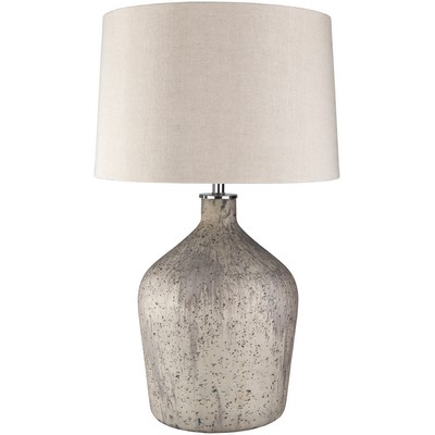 Surya Reilly Table Lamp Reilly REI-001 Grey Shade(Outside): Linen, Body: Glass, Finial: Metal, Harp: 100% Metal Modern Lamps Table Lamps 