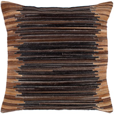 Surya Zander Pillow Cover Zander ZND001-2020 Brown Front: 100% Hair On Hide, Back: 80% Polyester, Back: 20% Cotton Contemporary Modern Pillows All the Pillows 