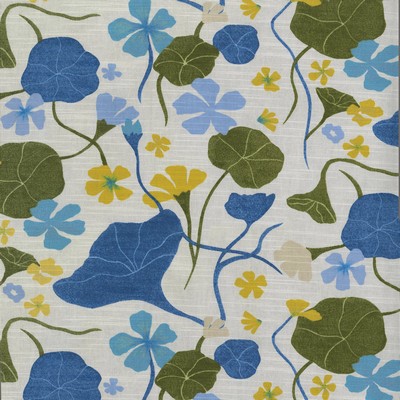 P K Lifestyles Nasturtiums Blueberry Elana Gabrielle Sunbloom 140051 Blue  Modern Floral Fabric