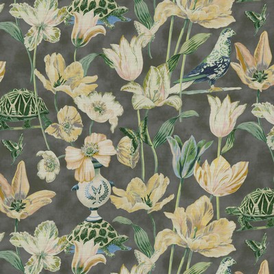P K Lifestyles Enchanted Garden Cloud in SUNDRY NOTIONS Grey Cotton Birds and Feather  Bug and Insect  Large Print Floral  Modern Floral  Fabric